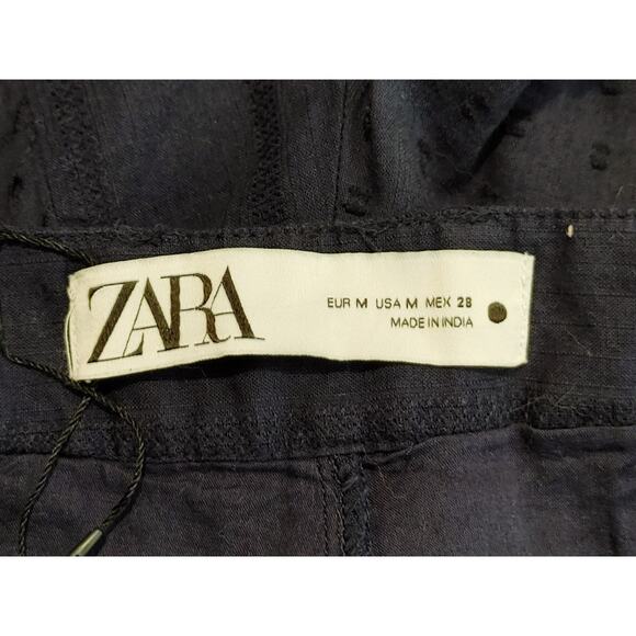 Zara Trouser Pants Patchwork Wide Leg Cotton Lightweight Blue Womens Medium - Picture 4 of 8